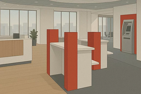 Illustration einer Bankfiliale