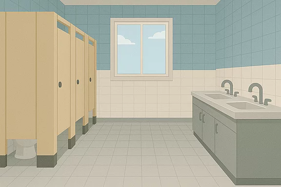 Illustration von Toiletten in einem Buero