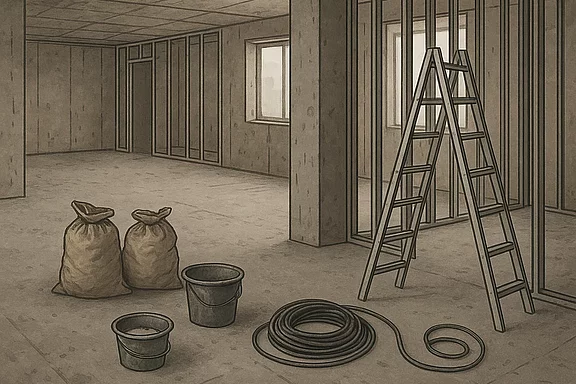 Illustration einer im Bau befindlichen Wohnung